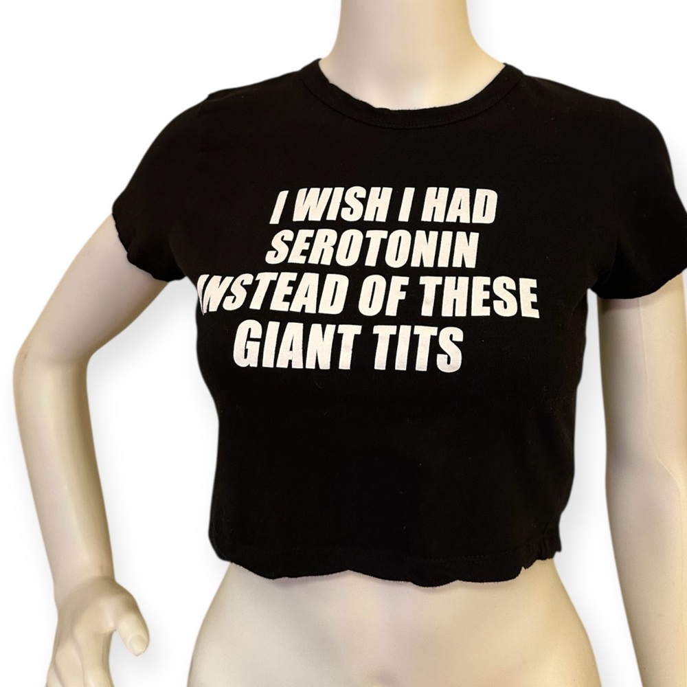 Black Graphic Crop Top